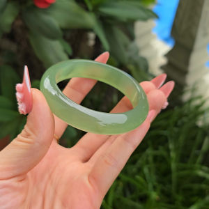 Q1935 Vòng bản hẹ Ngọc Agate xanh táo mỹ miều cho Mộc và Hoả - Phong Thuỷ TUDO P
