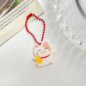 Lucky Cat keychain bead chain hanging decoration acrylic fortune cat pendant