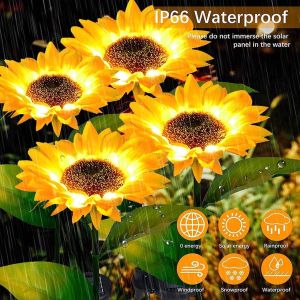 Solar Sunflower Flowers Lamp Light Outdoor Waterproof Home Garden Lawn Patio Courtyard Decoration