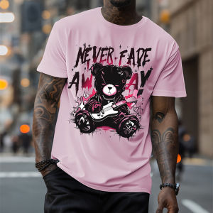 Bear Print T-shirts for Men Summer Man Clothes O-Neck Mens Short Sleeve T-shirt Simple Graphic T shirts Street T-shirts for Men
