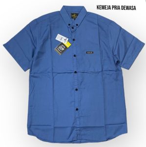 Kemeja Polos Pria Lengan Pendek Warna Denim Terlaris