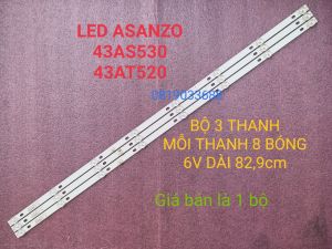 THANH LED TIVI ASANZO 43AS530 43AT520 ASANO 43S8 HÀNG MỚI 100% BỘ 3 THANH MỖI THANH 8 BÓNG 6V DÀI 829cm JS-D-JP43DM-A81EC