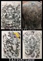แทททูขนาดเต็มหลังลายพระพิฆเนศ Tattoo Sticker สติ๊กเกอร์รอยสักชั่วคราว กันน้ำได้ ขนาด 34x48.5 ซม.. 