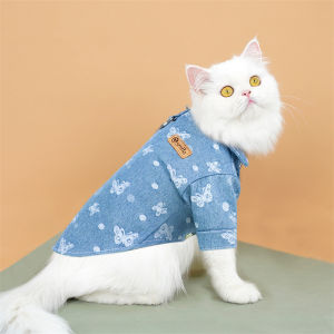 AIMAYAPET Pet Denim Blouse Casual Shirt Breathable And Comfortable Pet Dog Cat Clothes Shirt