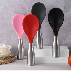 Rice Scoop Spoon Silicone Paddle with Stand Kitchen Small Utensil Spoons By Lisdripe