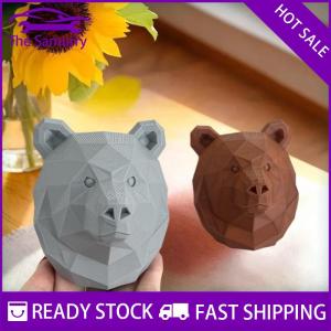 Samurry ✨Hot Sale✨ 3D Printed Bear Head Shaped Statue Home Desktop Ornament Car Trailer Coupling Cover Decoration