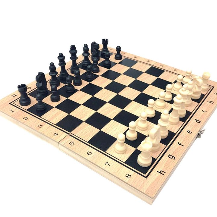 Wood Chess Set Tournament Size Foldable Pieces Chess Board Set Children ...