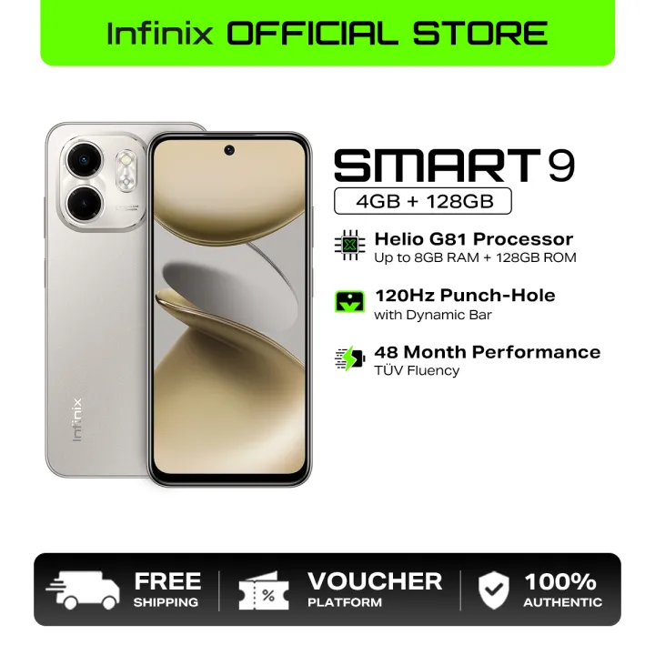 Infinix Smart 9 128GB+8GB（4GB+4GB) MTK G81 120Hz Display (1 year