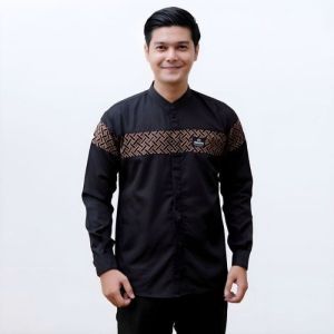 Baju Koko Kurta Pria Dewasa Lengan Panjang Cotton Adem Serap Keringat Kombinasi Batik