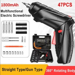 47PCS Wireless Cordless Electric Screwdriver Drill 4.2V Rechargeable Cordless Screwdriver Drill Hand Drill Furniture