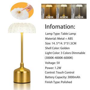 KFV Retro USB Crystal Table Lamp Decoration Rechargeable LED Lamp Metal Desk Light Touch Dimming Night Light Bedroom Desk Lamp