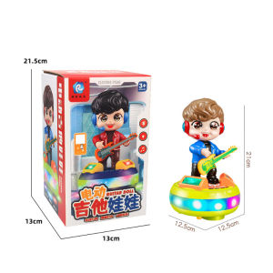 Oldlaiben Guitar Little Boy Electric Dancing Robot Toys with Light and Music Baby Educational Toys Mainan