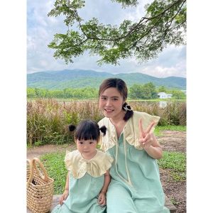 🌈ชุดแม่ลูก🌈 ชุดเดรสเด็กผู้หญิง ชุดเดรสแขนกุดเด็ก ผ้าฝ้ายฟอกนุ่มสีไม่ตก (Dolly)