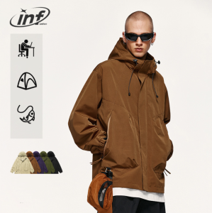 INFLATION brand mountain style three-dimensional zipper pocket windproof hooded jumpsuit 2023 autumn/winter outdoor zippered jacket jacket jacket