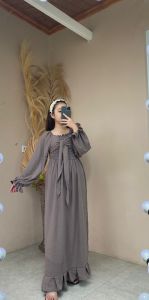 Long Dress Smocked CICILIA Casual Bahan Premium Crinkle AirFlow