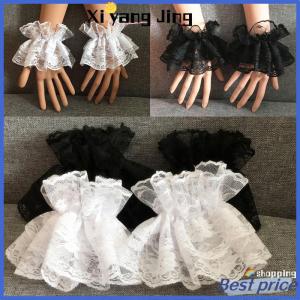 XYJ Flash Sale Home Lolita tay áo cổ tay còng Xù Hoa Đen ren đàn hồi Vòng đeo tay nữ thanh lịch găng tay ren ngắn Halloween