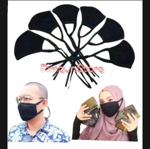 Masker Kain Dewasa Hitam Polos 12 Pcs / Masker Polos Dua Fungsi 3Lapis Bisa Cuci Ulang Pemakaian Berkali kali