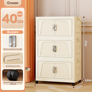 TUSSAH Foldable Storage Cabinet w/ Magnetic Door | Sturdy Clothes Organizer | Space-Saver Design