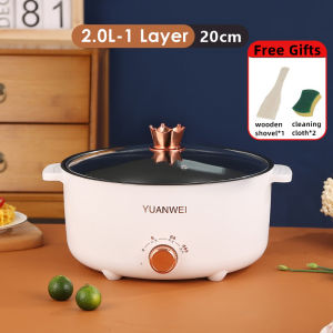 [COD]5L Electric Cooker Large Capaicty Multi-function Cooker 28CM Hot Pot With Steamer Non stick Pot 1000W Electric Frying pan