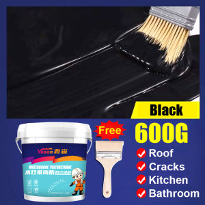 🌈One brush stop leak🌈1200G Rubberized Asphalt Waterproof glue sealant waterproof roof leak Water Proofing for Concrete Water Proof Glue Polyurethane Coating Paint cement crack wall (High temperature resistance no cracking)