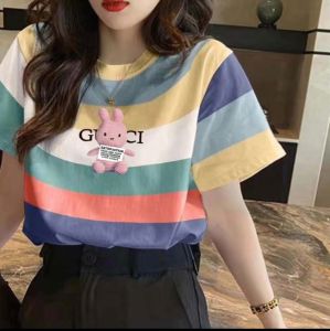 Áo Thun Nữ Ngắn Tay Cổ Tròn Sọc Ngang Thời Trang Mới