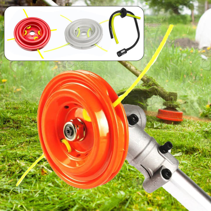 จานเอ็นตัดหญ้าอลูมิเนียม 8 รู พร้อมเอ็น 4 เส้น สำหรับเครื่องตัดหญ้าทุกรุ่น