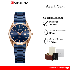 Jam Tangan Wanita Alexandre Christie Classic AC 8681 LDBURBU Blue Dial Blue Stainless Steel Strap