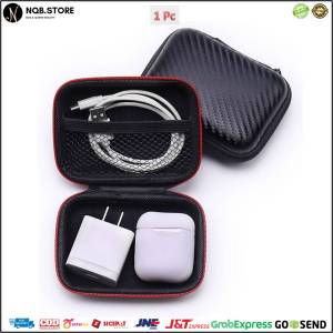 Dompet Pouch Penyimpanan Serbaguna Persegi Panjang Headset Handsfree Charger Kabel Koin Case Memory Card Flashdisk Box