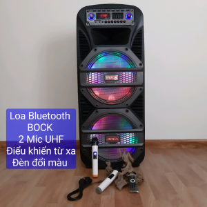 Loa Bluetooth 2 Bass KaraOke 2 Mic có đèn đổi màu