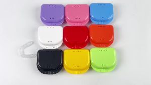 50pcs Denture Tray Dental Orthodontic Braces Retainer Case Vent Holes Dental Denture False Teeth Case