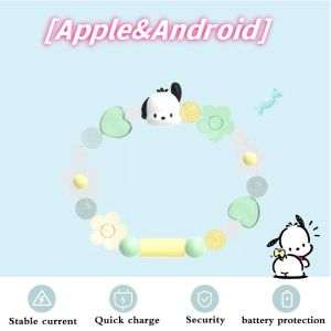 Iphone Tipe-c Ponsel Sanrio Kuromi Pochacco Kabel Pengisian Gelang Pasangan Manik-Manik Warna-Warni Portabel Gaya Girly Kabel USB