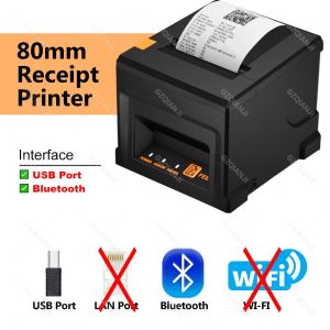 80mm Thermal Receipt Printer Automatic Cutter Restaurant Kitchen Multi-Functional POS Printer USB LAN Bluetooth Desktop Printer