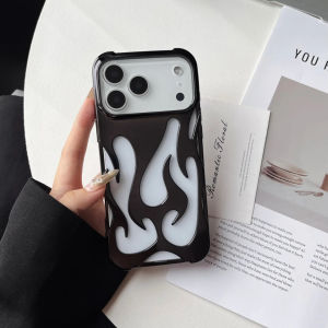 Luxury 3D Flame Blaze Plating Phone Case for iPhone 11 12 13 14 15 16 17 Pro Max Plus 17Air 17Pro Hollow out shockproof Cover