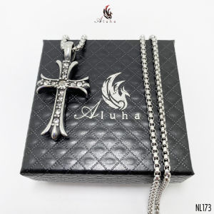 Dây chuyền Titan Chrome Heart thánh giá đính đá đẹp không tì vết có 2 màu lựa chọn -  NL173 - Aluha