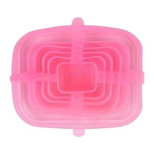 6 Pack Silicone Square Container Lids User Friendly Airtight Seal Storage Covers Kitchen Storage Silicone Covers