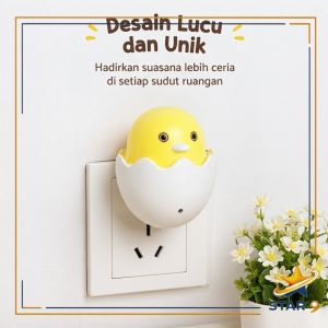 Lampu Tidur LED Telur Ayam Lampu Malam Sensor Cahaya Otomatis Night Light Dekorasi Kamar Anak Bayi Lampu Hias Unik Lucu Hemat Listrik Colok Stop Kontak