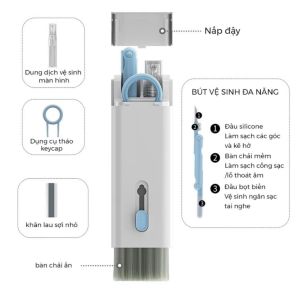 Bộ Dụng Cụ Vệ Sinh Laptop Máy tính Bàn Phím Tai Nghe Đa Năng 7 trong 1 Nhỏ Gọn tiện dụng