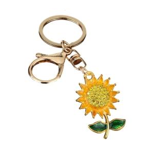 Trendy Floral Key Ring Zinc Alloy Craftsmanship Stylish Sunflower Keychain Bag Car Decoration Accessory