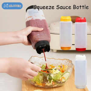 MLADEN Double Head Squeeze Sauce Bottle in First Out First Squeeze Bottles 700ml 24oz Plastic Ketchup Picnic Cooker