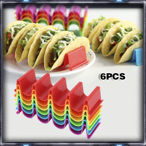 6PCS Tempat Taco Stand Reusable 4 Slot Tacos Holder PP Grade Food Tahan Suhu Tinggi