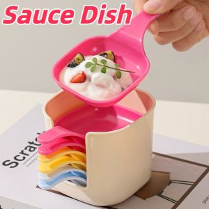 6pcs Sauce Dish Seasoning Dipping Dish Hot Pot Seasoning Dipping Plate Snack Container Kitchen Mini Dipping Dish Colorful Vomiting Disc