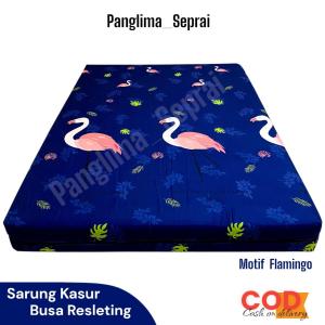 Sarung Kasur Busa Resleting Ukuran Single Size 80x200 90x200 Murah Berkualitas Seprai Home Made Motif Flamingo
