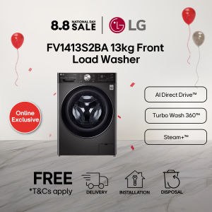 [Online Exclusive] LG Front Load Washing Machine 13kg FV1413S2BA | AI Direct Drive™  | Turbowash 360™ | Steam+™