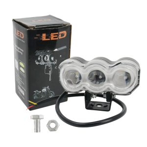 2 PCS TR3 Laser Gun Mini Driving Light Super Bright 40W High/Low Motorcycle Spotlight Dual Color MDL