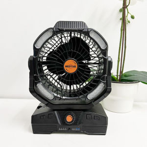 พัดลมตั้งโต๊ะ พัดลมพร้อมไฟ LED พัดลมอเนกประสงค์ ชาร์จไฟUSB 20000mAh ปรับระดับลมและไฟได้ มีรีโมท ช่องใส่กันยุง ตั้งเวลาได้ ใบพัดคู่ 5+3