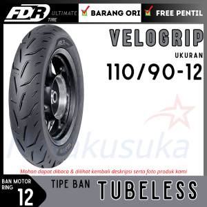 FDR Ban Motor Velogrip 110/90-12 Tubeless TL Ban Motor Metic Free Pentil
