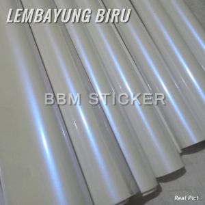 Stiker Skotlet Putih Lembayung Biru Motor Mobil Sticker Blue Pearl Glossy Mewah - Ukuran Minimalis