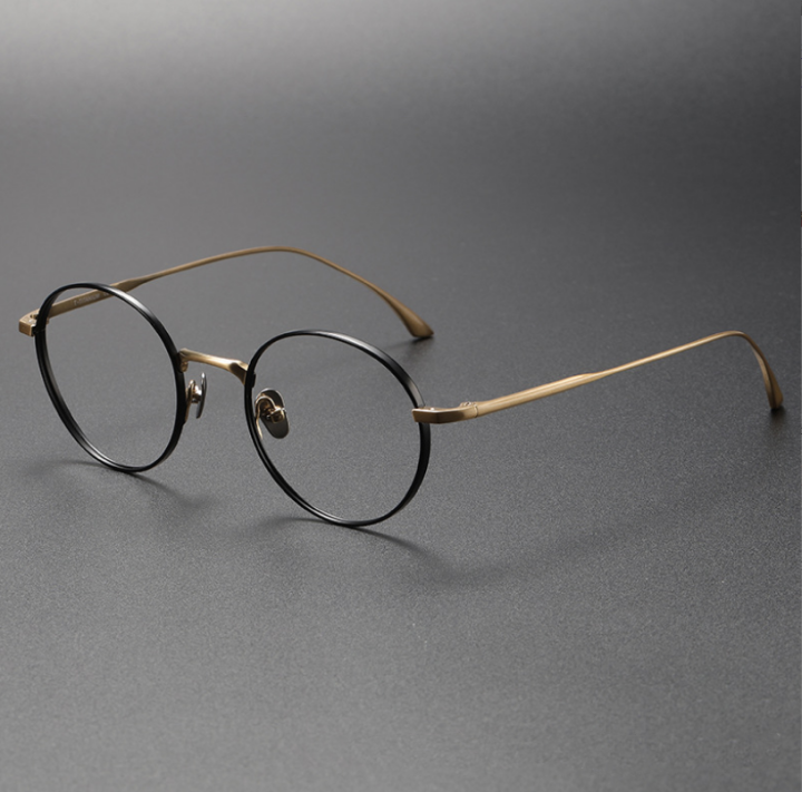Round Frame Pure Titanium Eyeglasses Vintage Men Optical