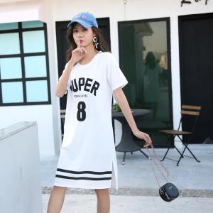 QJshop 💘ชุดเดรสทรงปล่อย สกรีนลายตัวอักษรกับตัวเลข ดูเท่ห์คลาสสิค สีพื้นมีให้ เลือก 4 สี ชมพู ดำ ขาว เทา  แมทช์เข้ากับทุกไลฟ์สไตล์การแต่งตัว 🌼🤩🛍️