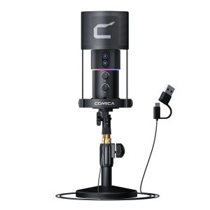 COMICA STA-U2 RGB Cardioid Condenser USB Microphone with Built-in Sound Card for Computer Smartphone PS4 PS5 Live Streaming Podcast Gaming Official Original